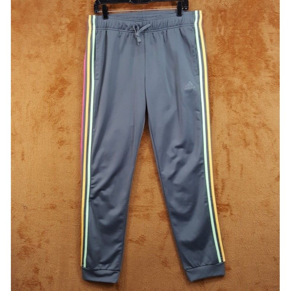 ADIDAS Original Track Pants Mens Large Grey Belgium Beckenbauer Rainbow 3 Stripe